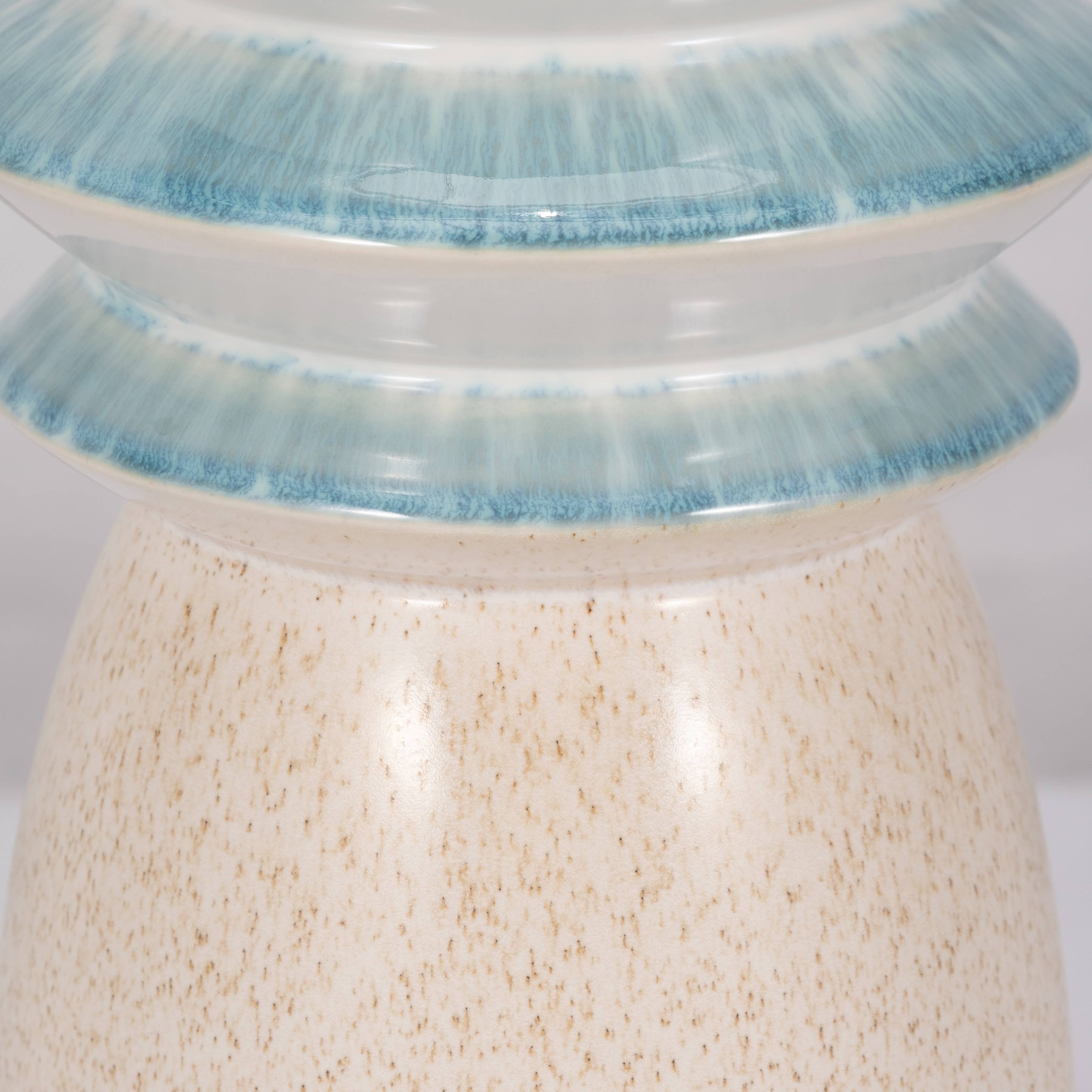 Ceramic Reactive Finish Fluted Top Vase - Blue, 15 in. - Decor Addict, LLC