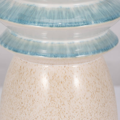 Ceramic Reactive Finish Fluted Top Vase - Blue, 15 in. - Decor Addict, LLC