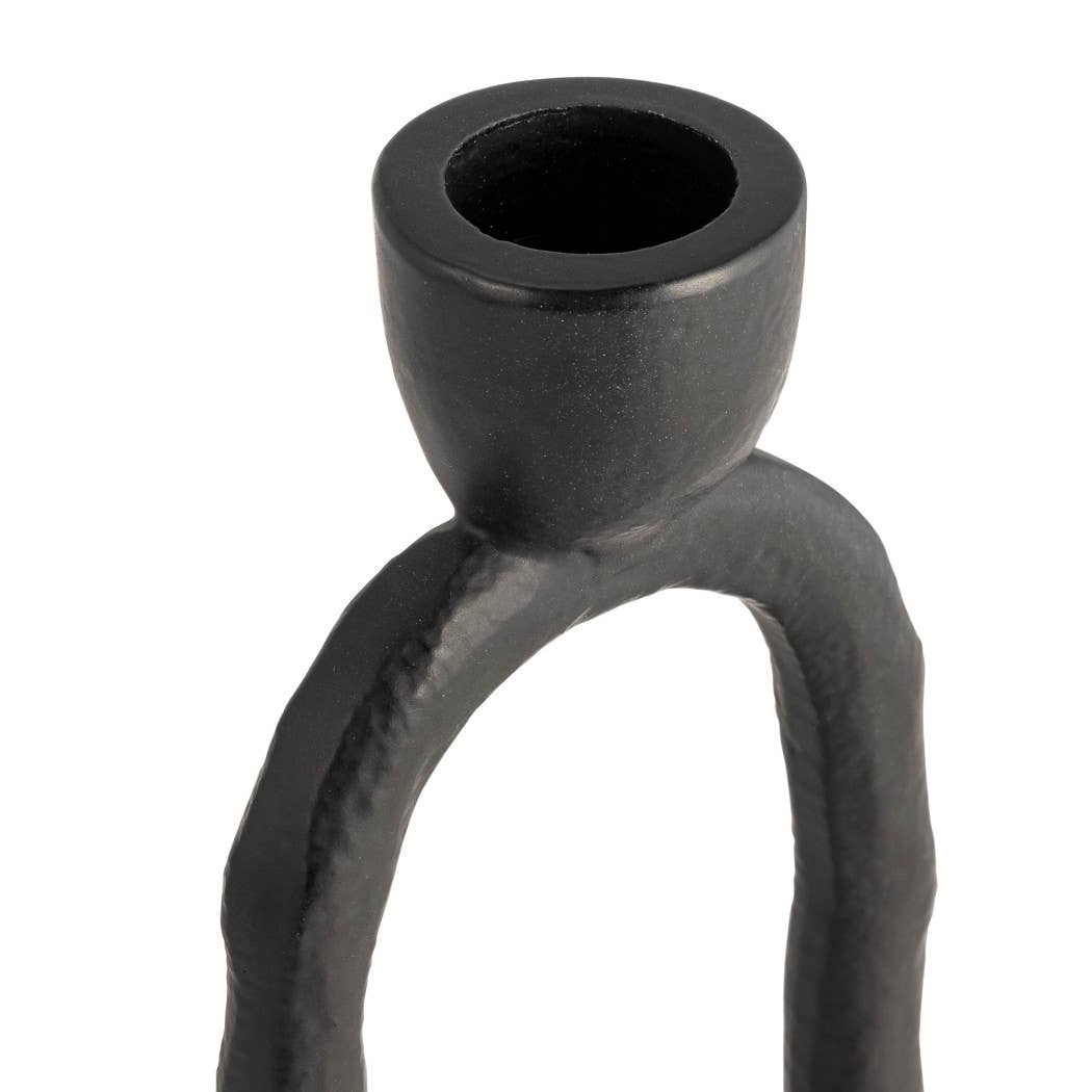 Metal Oval Ring Taper Candle Holder - Black, 8 in. - Decor Addict, LLC