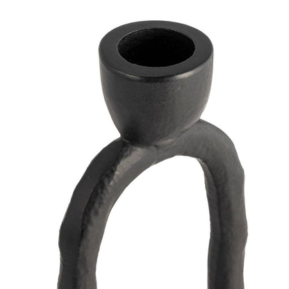 Metal Oval Ring Taper Candle Holder - Black, 8 in. - Decor Addict, LLC