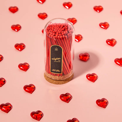 Ruby Red Wooden Matchsticks in Glass Corked Dome - Decor Addict, LLC