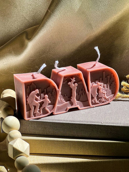 DAD Letter Candle 1.5x4.5in - Mothers : Breeze / Bamboo & Coconut - Decor Addict, LLC