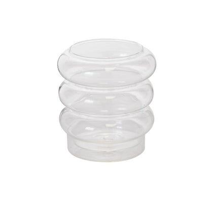 Stacked Rings Glass Pot with Saucer