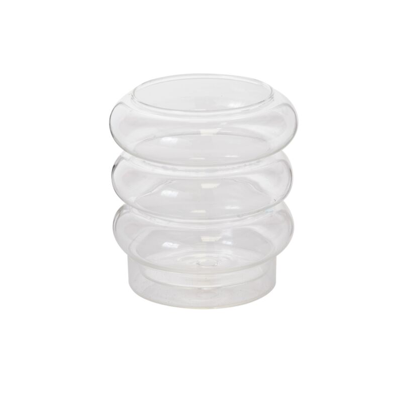 Stacked Rings Glass Pot with Saucer