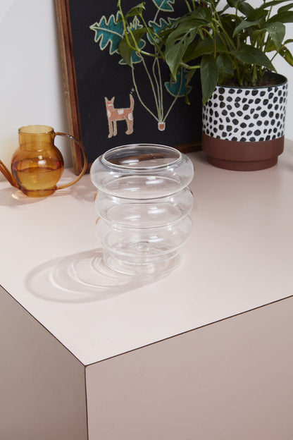 Stacked Rings Glass Pot with Saucer - view 2