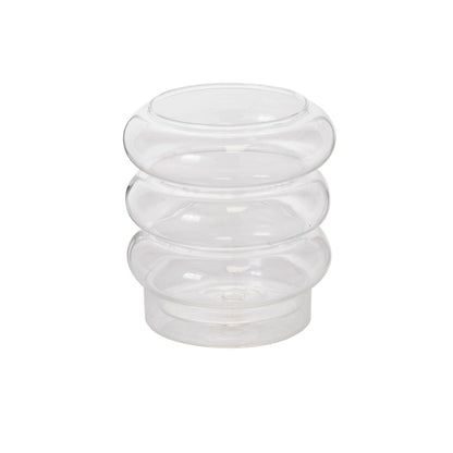 Stacked Rings Glass Pot with Saucer