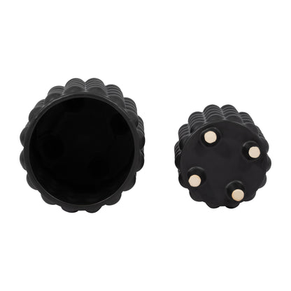 S/2 6/8" Bubble Planters, Matte Black - Decor Addict, LLC