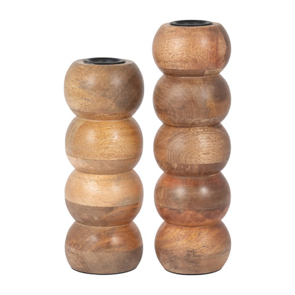 Wood, 8" Ribbed Votive Holder, Natural - Decor Addict, LLC