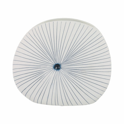10x9" Round Dotted Shell Vase, White/blue - Decor Addict, LLC