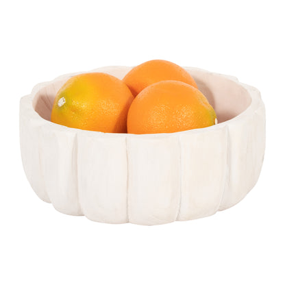 Wood, 9" Scalloped Bowl, White - Decor Addict, LLC