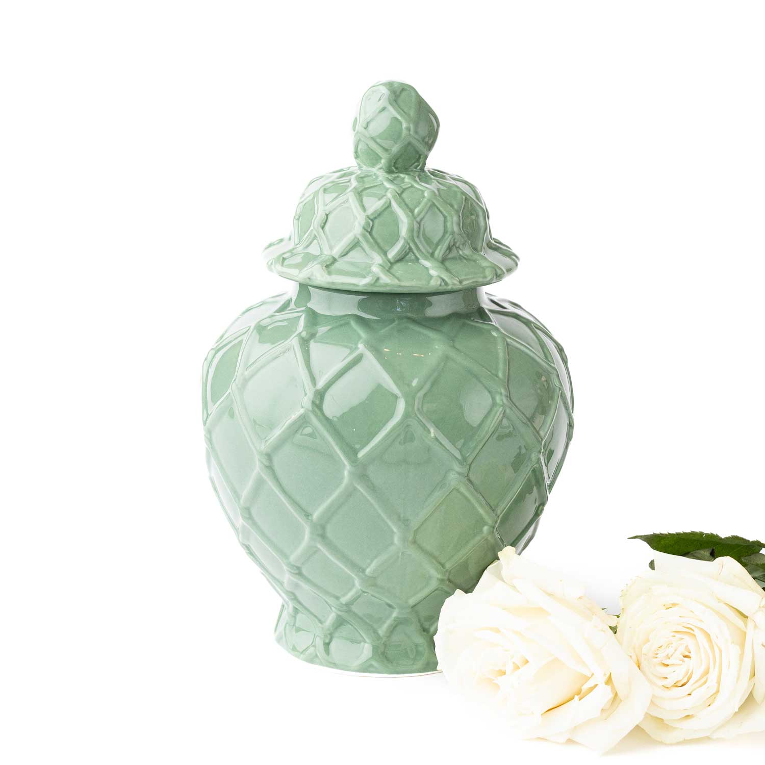 Green Textured Ginger Jar - Large - Decor Addict, LLC