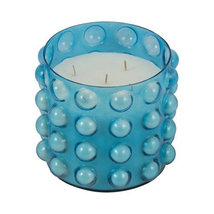 Glass, 9" 102 Oz Bubble Candle, Blue - Decor Addict, LLC