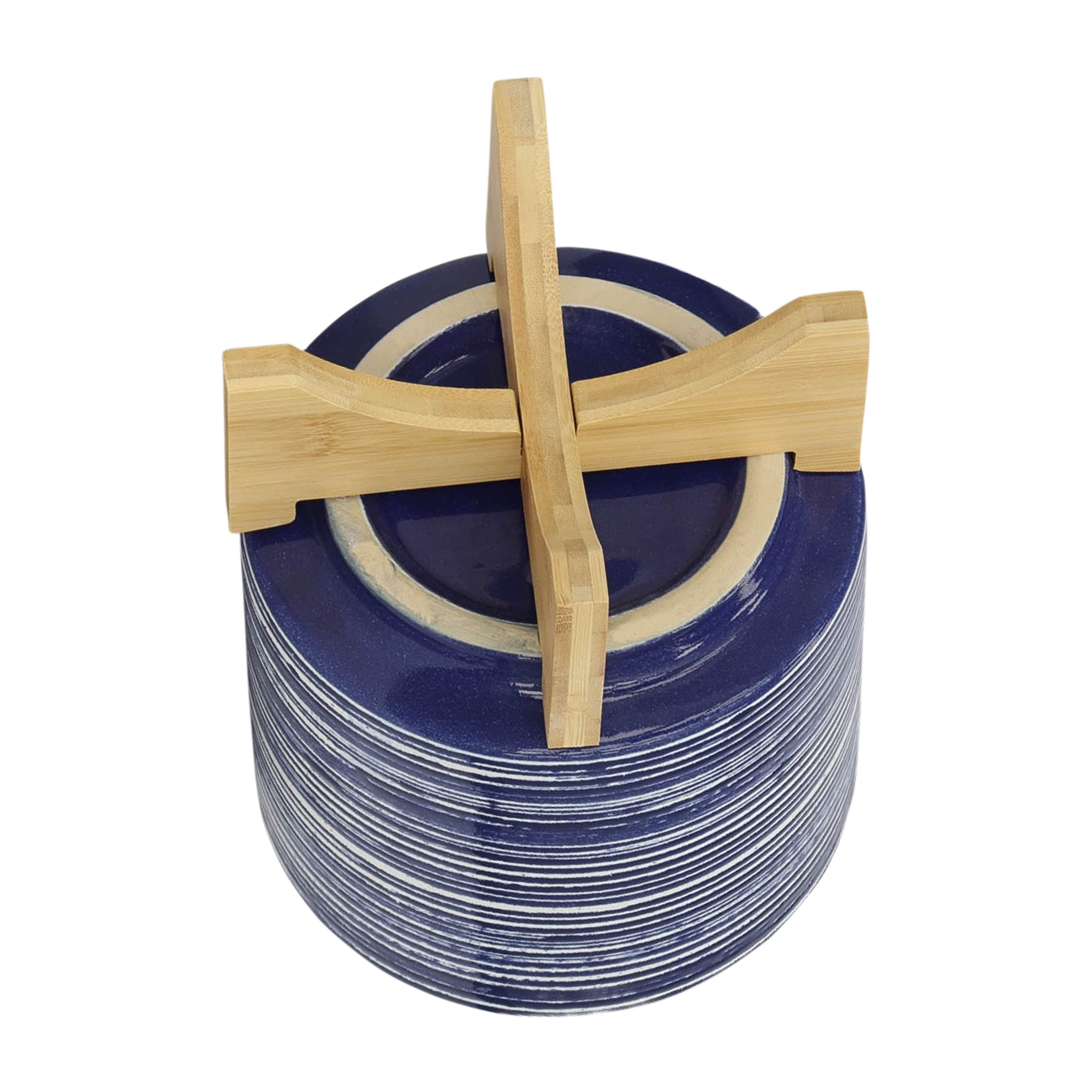 Cer, S/2 5/8" Planter On Stand, Blue - Decor Addict, LLC