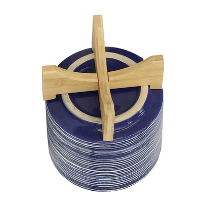 Cer, S/2 5/8" Planter On Stand, Blue - Decor Addict, LLC