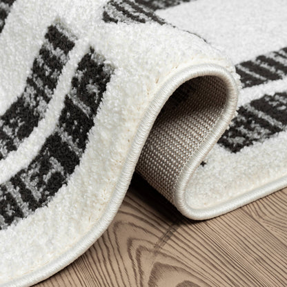 Abani Rugs Nomad Cream and Grey Lines Area Rug: 2' x 3' - Decor Addict, LLC