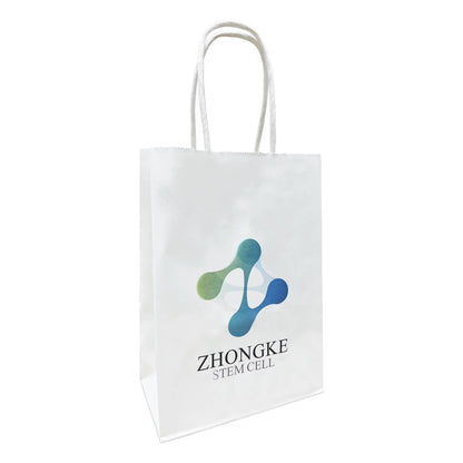 Custom Print Gem 5.3x3.5x8.5 inches White Paper Bags: 250 bags - $0.62/pc / 1 side print (front) - Decor Addict, LLC