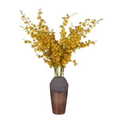 Glass, 14" 2-tone Hand-cut Vase, Metallic - Decor Addict, LLC