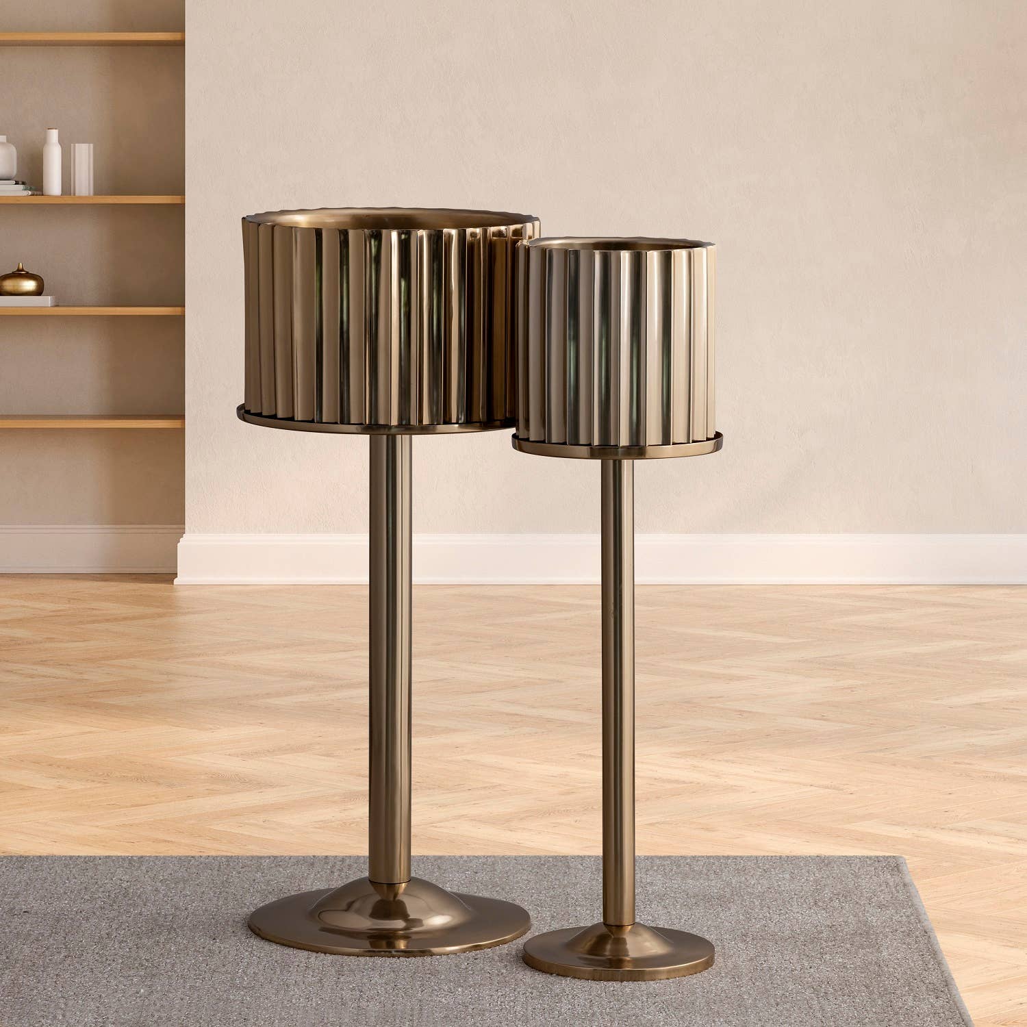 Gold Steel Ice Bucket Stand Only Large: Gold / STEEL - Decor Addict, LLC