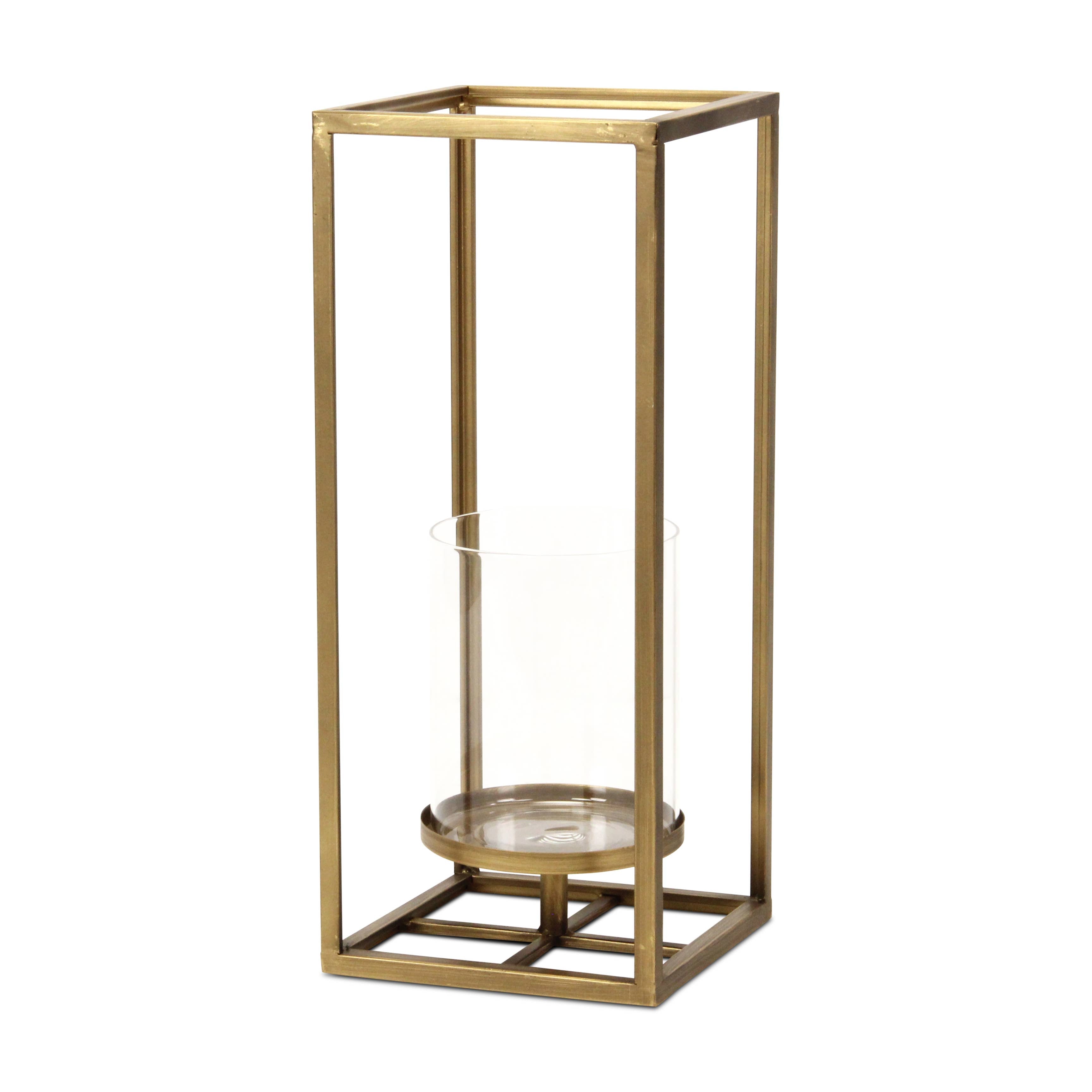 Pembertale Tall Square Gold Metal Lantern: Large - Decor Addict, LLC