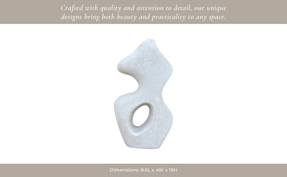 Ceramic Modern Curved Squiggle Sculpture - White, 15 in. - Decor Addict, LLC