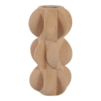 Decorative Vase - Tan Ceramic 3D Printed Textured, 11 in. - Decor Addict, LLC