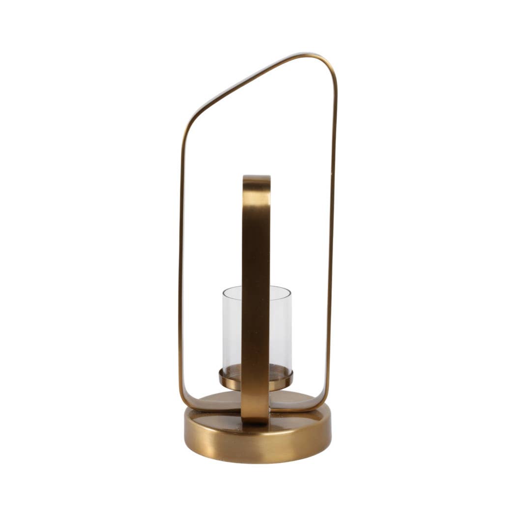 Candle Holder - Gold Metal Stylish Hurricane, 17 in. - Decor Addict, LLC