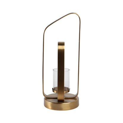 Candle Holder - Gold Metal Stylish Hurricane, 17 in. - Decor Addict, LLC