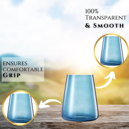 Stemless German Design Colored Wine Glass - Set of 6 13.5 OZ - Decor Addict, LLC