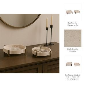 Terrace EcoMix Tray, Beige & Gold (Set of 2)