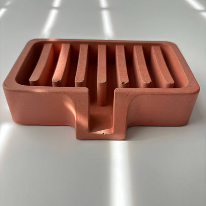 Soap Holder | Concrete Soap Dish: Light Gray & Gold - Decor Addict, LLC