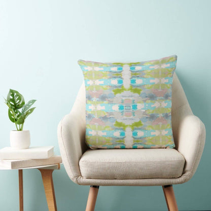 Ava Decorative Abstract Art Throw Pillow Green Blue Mauve: 18x18 / Wihout Insert - Decor Addict, LLC