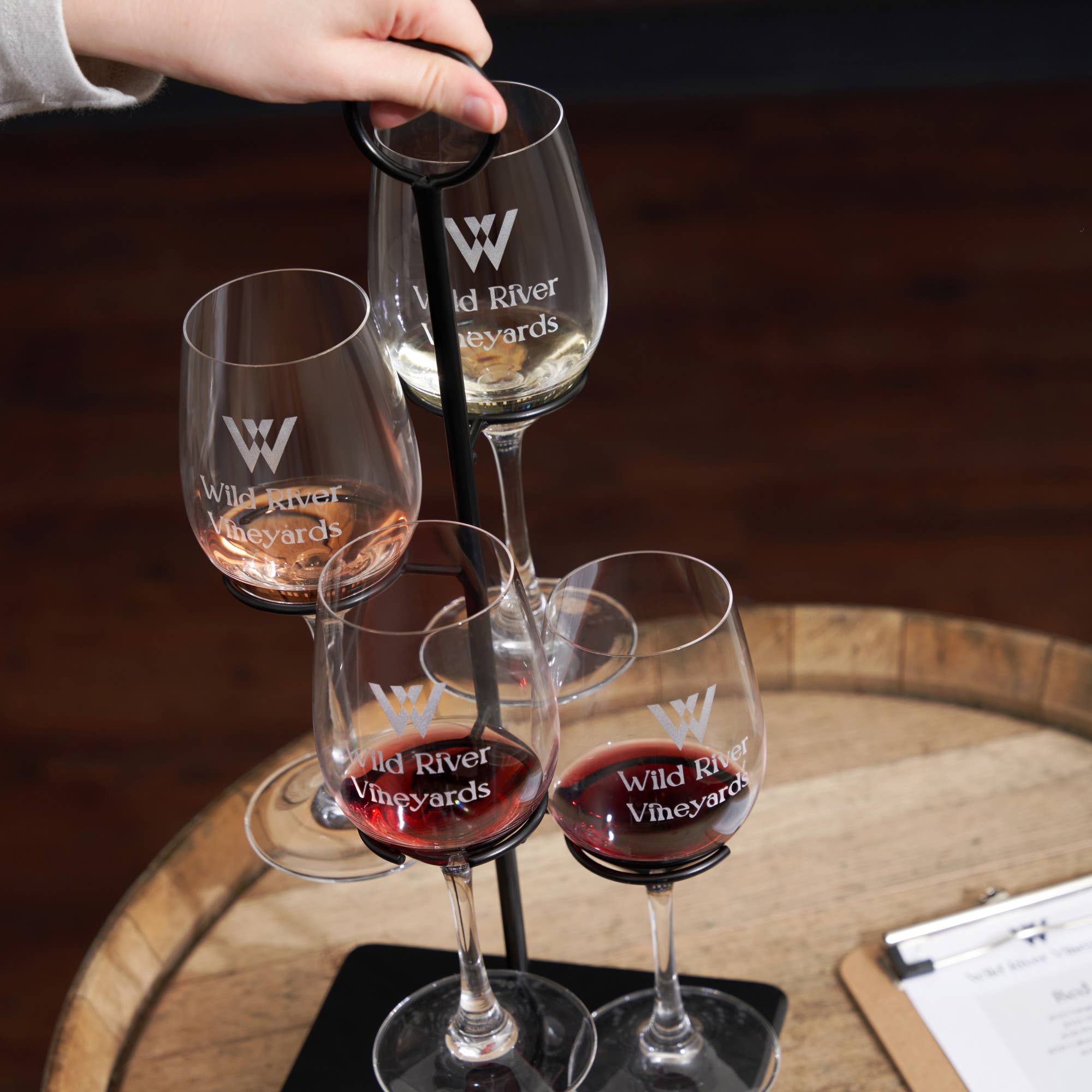 Hover Black Iron 4-Glass Vertical Wine Tasting Flight - Decor Addict, LLC