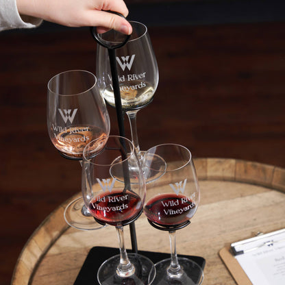 Hover Black Iron 4-Glass Vertical Wine Tasting Flight - Decor Addict, LLC