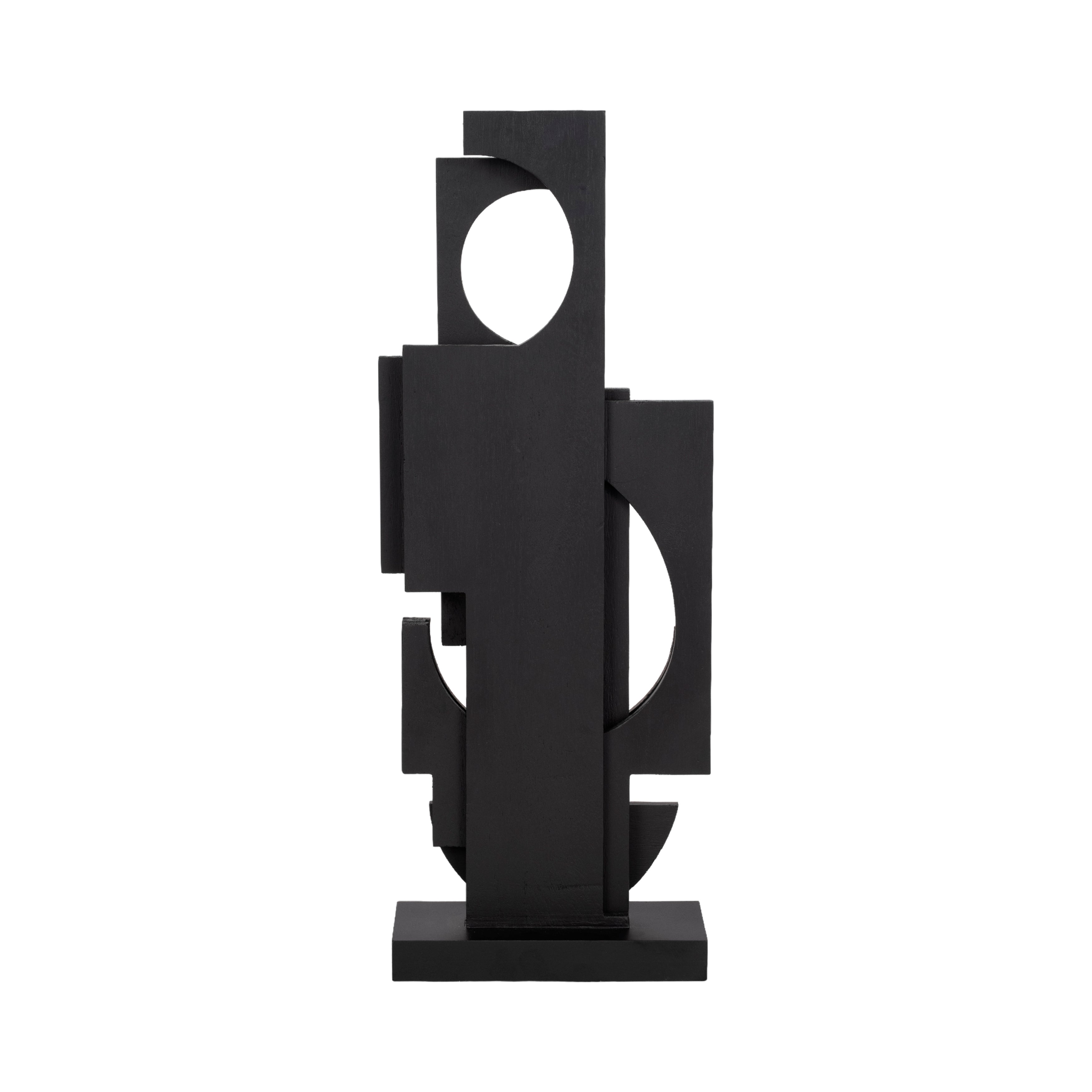 24" Modern Stacked Sculpture, Black - Decor Addict, LLC