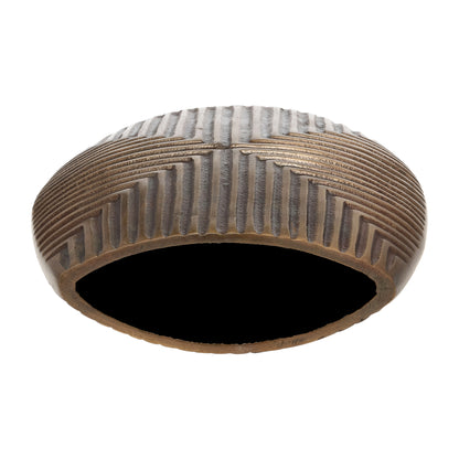 Metal, 10"h Ribbed Vase, Brass Antique - Decor Addict, LLC