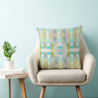 Ava Decorative Abstract Art Throw Pillow Green Blue Mauve: 18x18 / Wihout Insert - Decor Addict, LLC