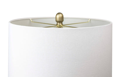 28" Metal Table Lamps ft. Ribbed Body Design (Set of 2): Gold Plated w/ Off-White Shades - Decor Addict, LLC