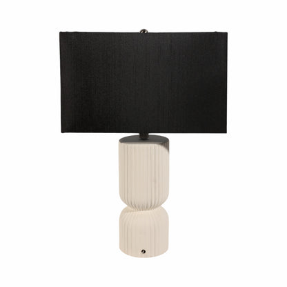 22" Fluted Cylinder Table Lamp, White/black - Decor Addict, LLC