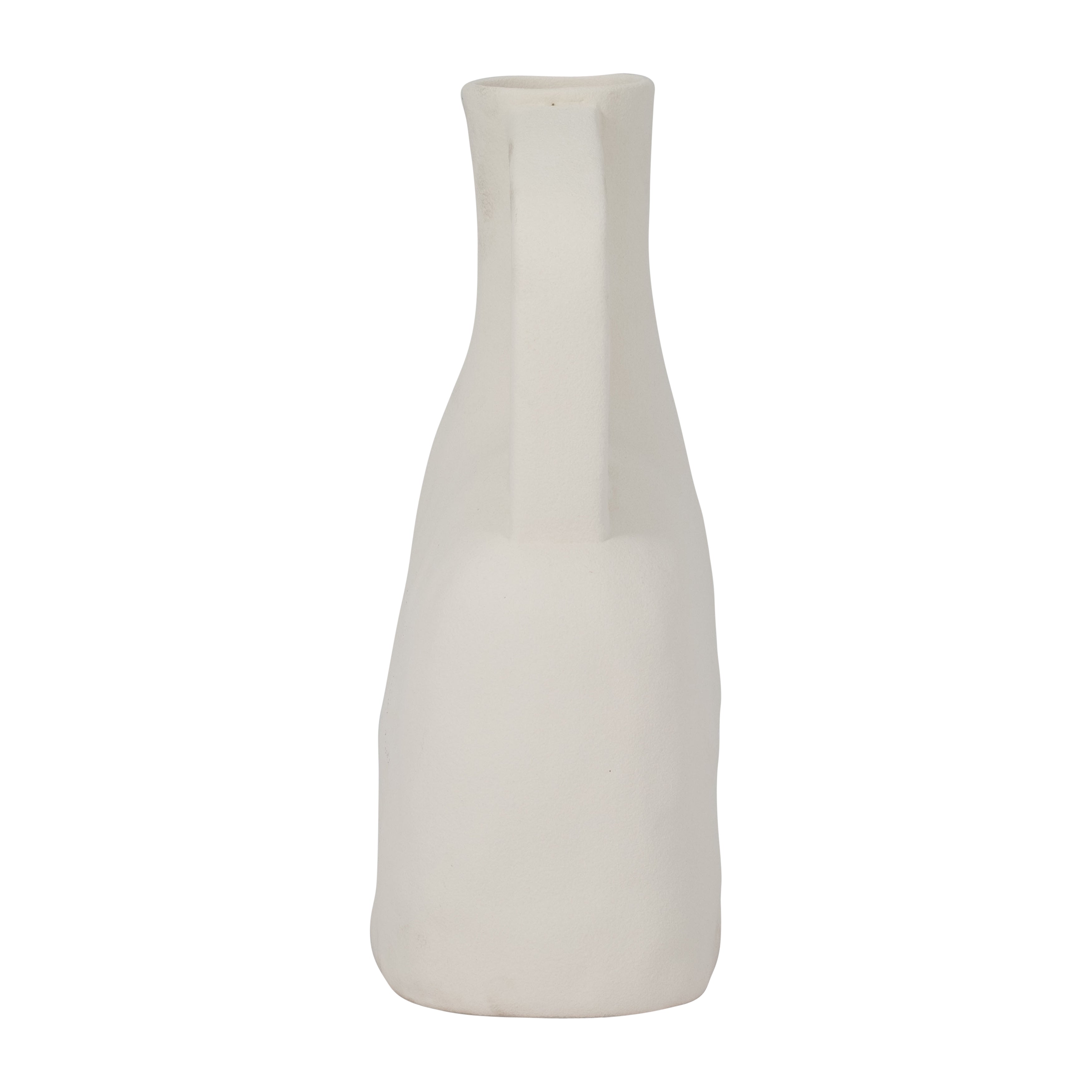Cer, 12" Rough Triple Handle Vase, Cotton - Decor Addict, LLC