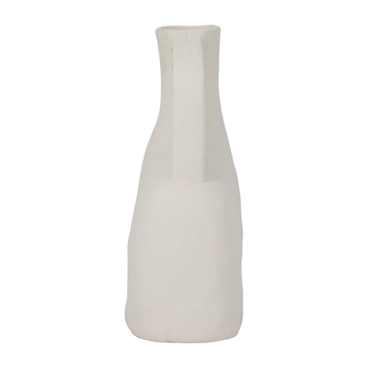 Cer, 12" Rough Triple Handle Vase, Cotton - Decor Addict, LLC