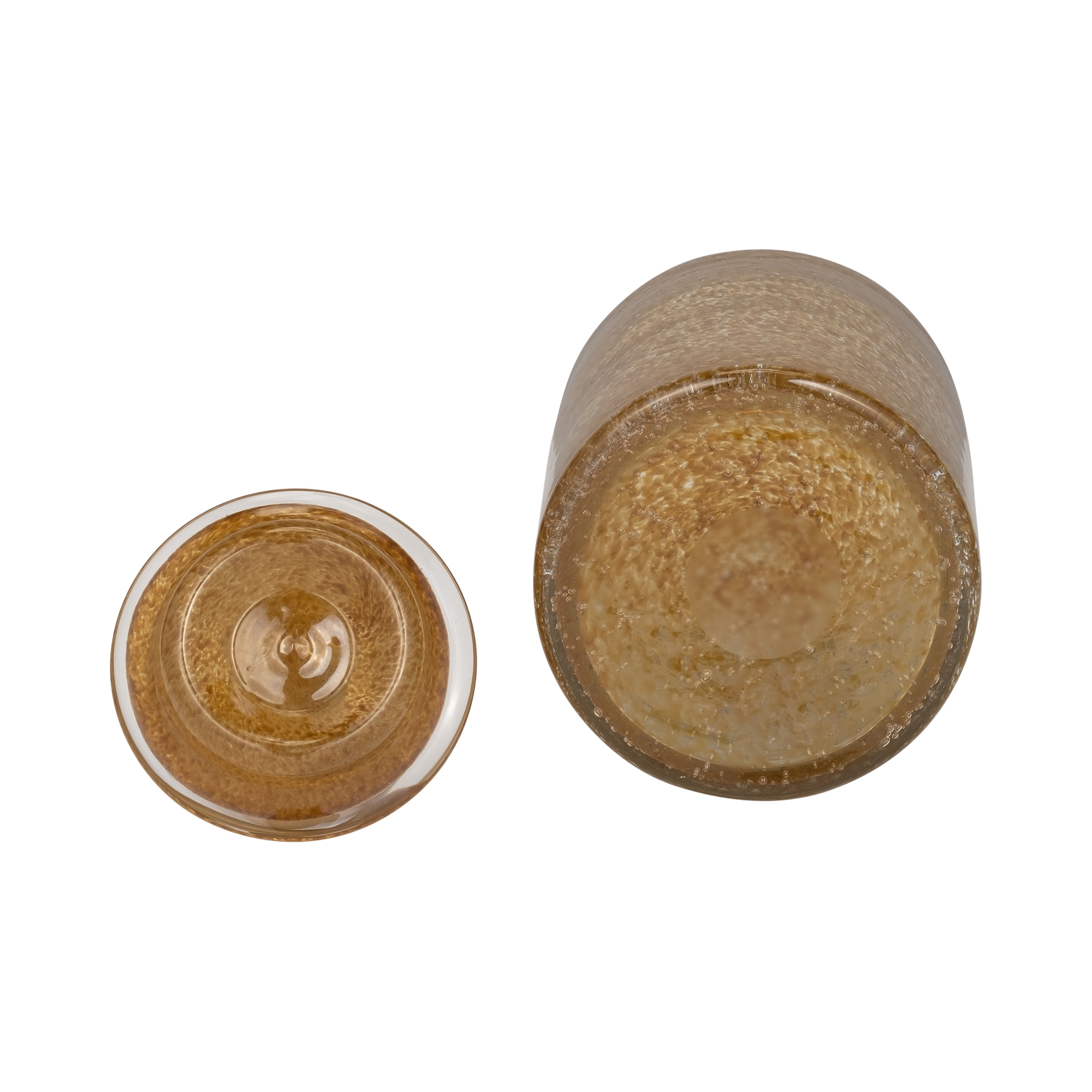 Glass 10" Jar W/ Knot Lid Amber Bubble - Thumbnail 5