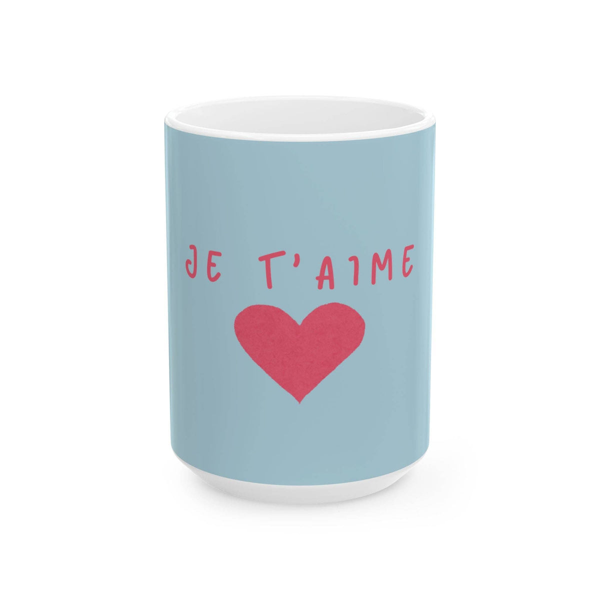 Je T'aime Heart Mug,  French Coffee Mug: 11oz