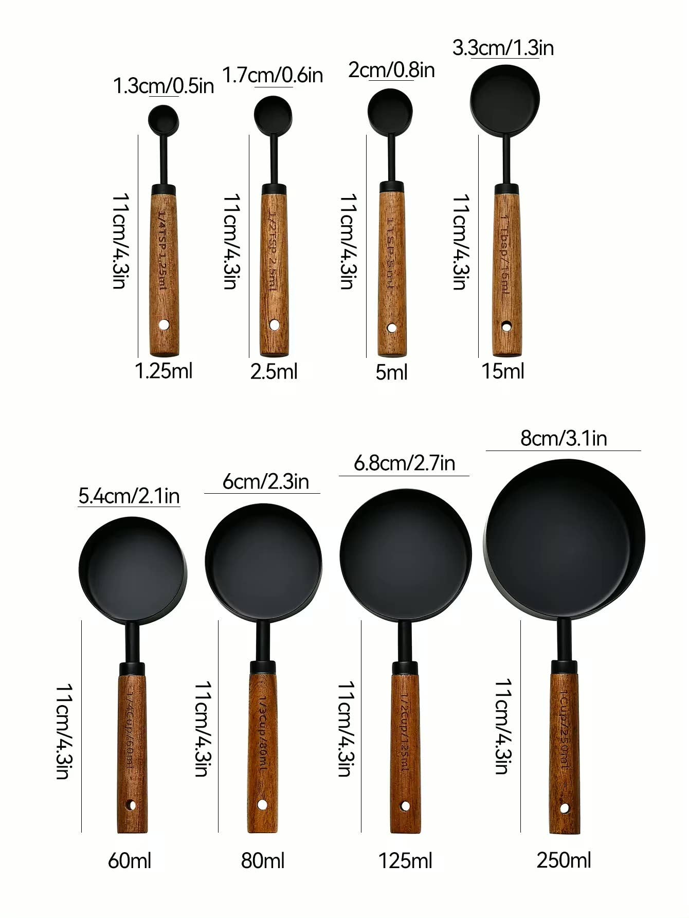 Black Stainless Steel Measuring spoons - Decor Addict, LLC
