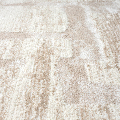 Abani Viva Neutral Cream Beige Block Pattern Area Rug: 2' x 3' - Decor Addict, LLC