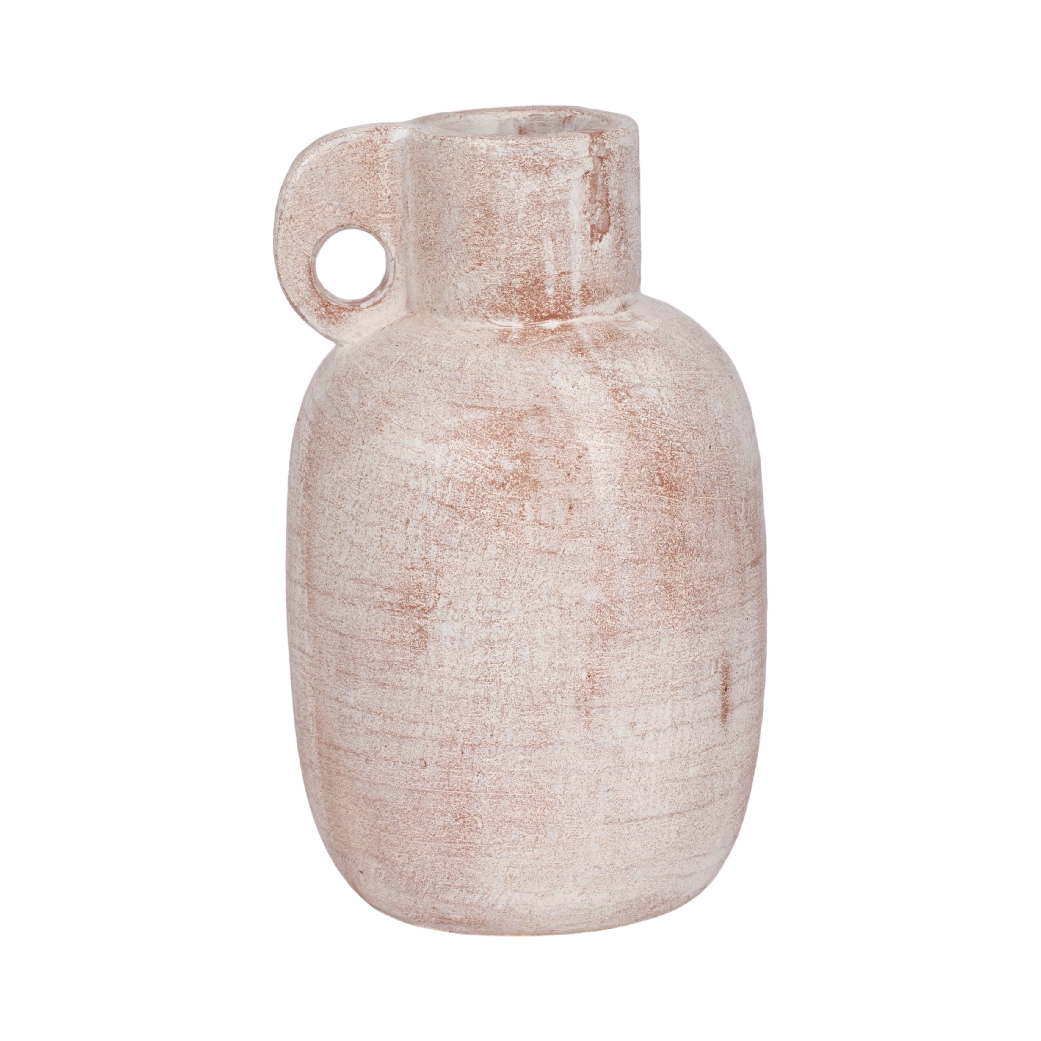 15" Modern Terracotta Jug Vase W/handle, Ivory - Decor Addict, LLC
