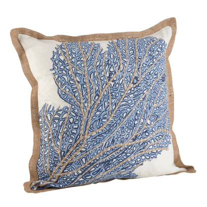 Sea Fan Pillow - Down Filled: Navy Blue / Down Insert / 20" - Decor Addict, LLC