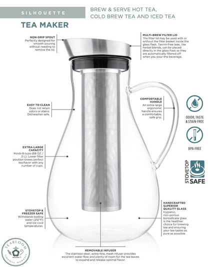 Teabloom Silhouette Multi-Brew Glass Tea Pitcher - Decor Addict, LLC