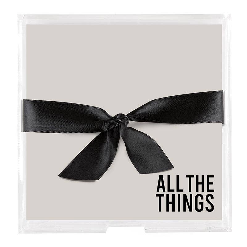 Square Acrylic Notepaper Tray - All the Things - Decor Addict, LLC