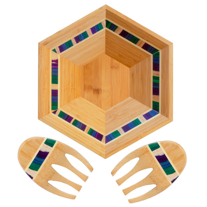 Baltique® Mumbai Collection 14" Salad Bowl with Salad Hands - Decor Addict, LLC