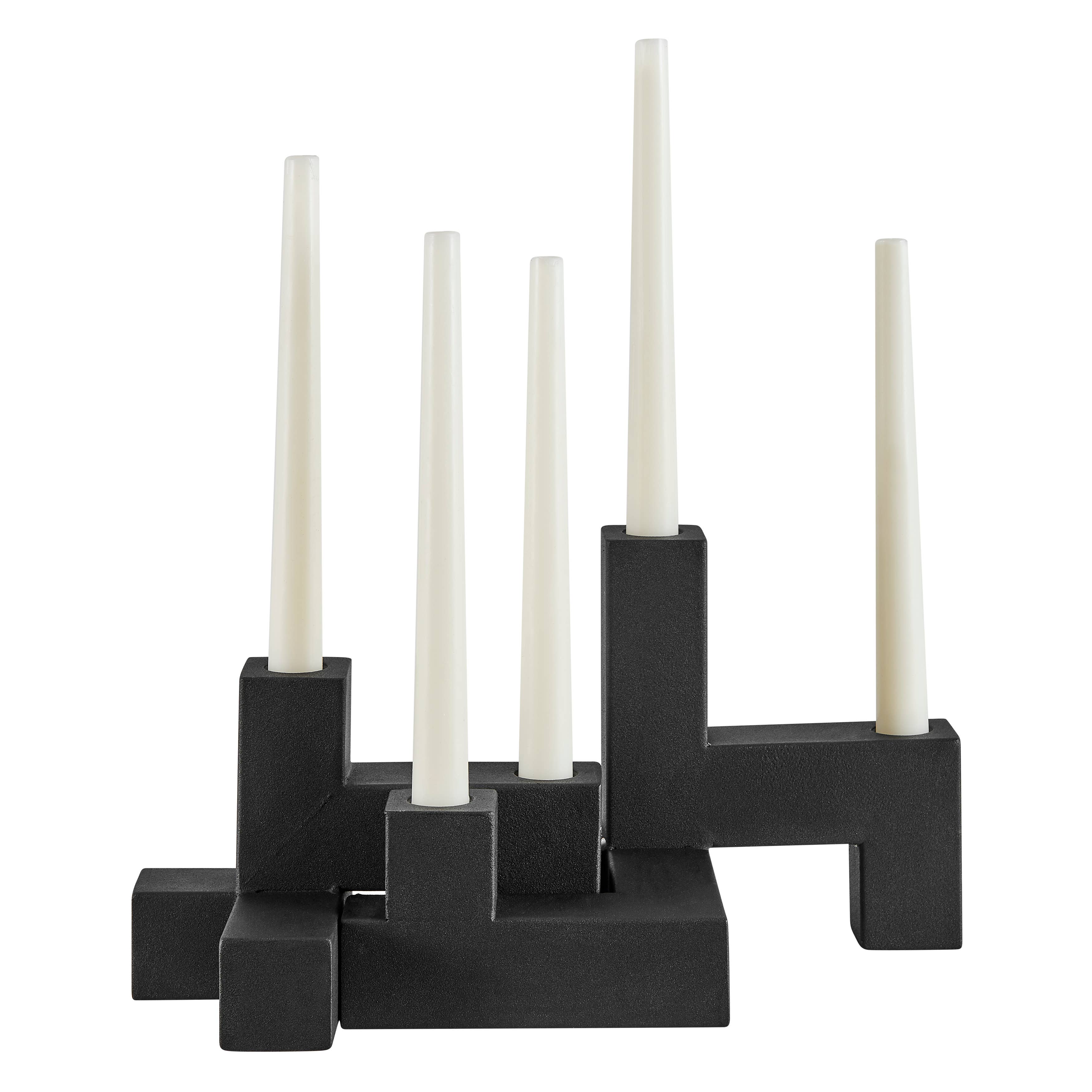 Black Metal Stacking Candelabra Taper Candle Holder Set (2) - Decor Addict, LLC